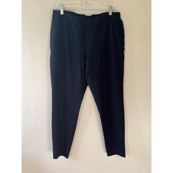 J.Jill Smoothing Sz L Ponte Black Leggings Elastic Waist Pull‎ On Stretch Ankle - Picture 2 of 10